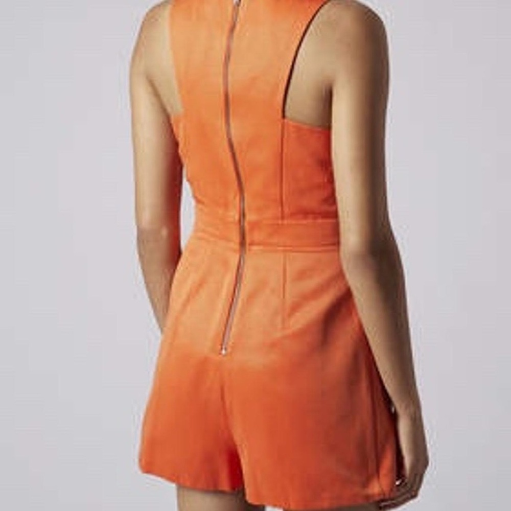 Summer Topshop Bright Orange Sleeveless Cutout Romper - Picture 3 of 8